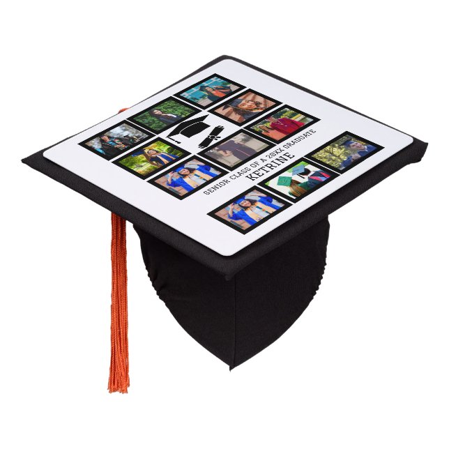 senior class of graduation year 11 photo collage graduation cap topper (Angled)
