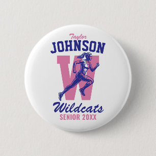 Senior Cross Country School Sports Girl Running Button