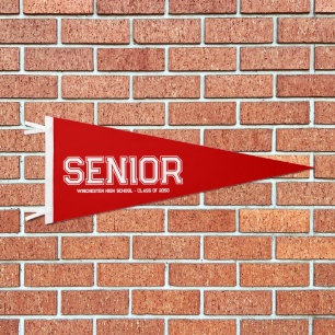 Senior custom school class year varsity red pennant flag