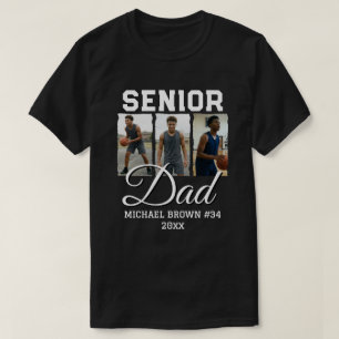 Senior Dad Basketball Photo Collage Custom Name T-Shirt
