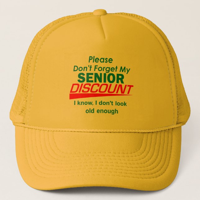 SENIOR DISCOUNT Hat (Front)