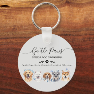 Senior Dog Grooming Business Promotional Keychain