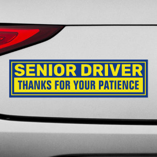Senior Driver Thanks For Your Patience Yellow Blue Car Magnet