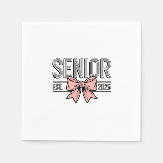 Senior Est 2025 Bow Coquette Graduation  Napkins (Front)