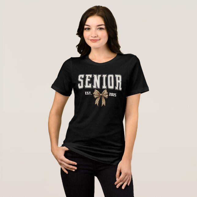 Senior Est 2025 Bow Graduation Class of 2025 Tri-Blend Shirt (Front Full)