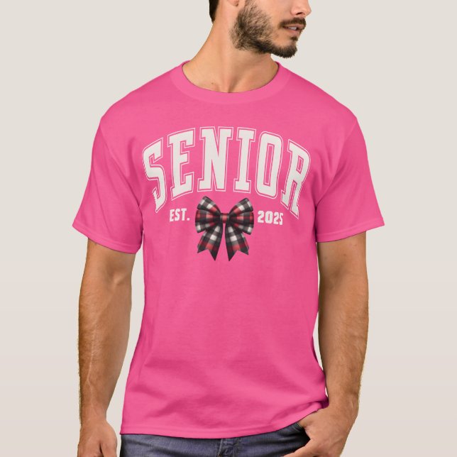 Senior Est 2025 Class of 2025 Plaid Senior 2025 fr T-Shirt (Front)