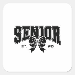 Senior Est 2025 Graduation Student Vintage Square Sticker