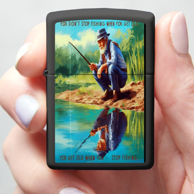 Senior Fisherman's Reflection Zippo Lighter (In Hand)