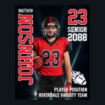 Senior Football Photo Light Background Sports Poster<br><div class="desc">Personalized senior sports poster for athlete and sports player. This customizable design template is perfect for homecoming sports event, senior night, sports award banquet or graduation party décor for your athlete son, daughter or student. It's a great way to display player portrait and memories from their sports games. The design...</div>