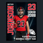 Senior Football Photo Light Background Sports Poster<br><div class="desc">Personalized senior sports poster for athlete and sports player. This customizable design template is perfect for homecoming sports event, senior night, sports award banquet or graduation party décor for your athlete son, daughter or student. It's a great way to display player portrait and memories from their sports games. The design...</div>