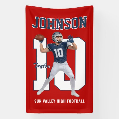 Senior Football Player Number Custom Photo Sports Banner