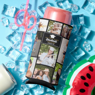 Senior Friends Photo Collage 2024 Graduation Party Seltzer Can Cooler