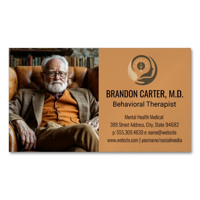 Senior Gentleman | Therapist Business Card Magnet (Front)
