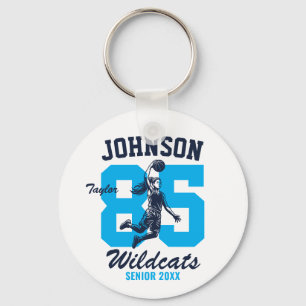 Senior Girl Basketball Player School Sports Team Keychain