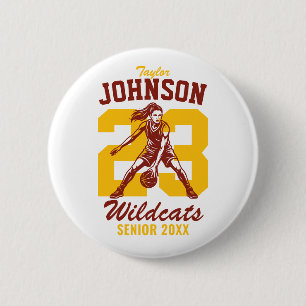 Senior Girl Basketball Team School Sports Player Button