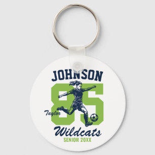 Senior Girl Soccer Player School Sports Team Keychain
