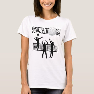 Senior Girls Volleyball Team with Black Silhouette T-Shirt