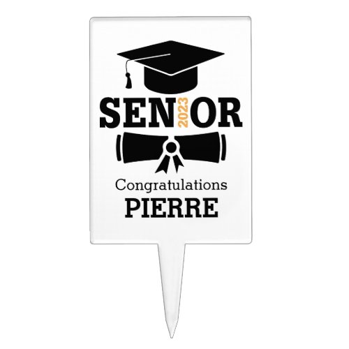 Senior gold 2023 graduation personalized cake topper
