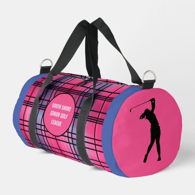 Senior Golfer "Autumn Gold" Plaid  Duffle Bag (Left Corner)