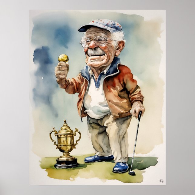 Senior Golfer - Golf Art Print (Front)