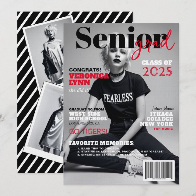 Senior Grad Modern Magazine Cover Announcement (Front/Back)