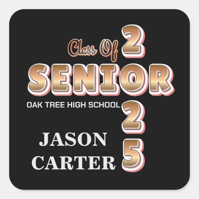 Senior Graduate Class of 2025 Graduation Party Square Sticker (Front)
