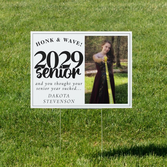 Senior Graduate | Modern Honk and Wave Photo Sign (Insitu)