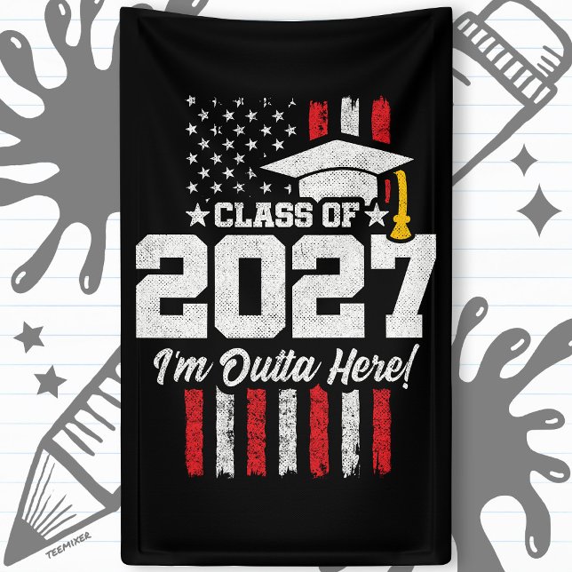 Senior Graduation American Flag Class of 2027 Banner (Creator Uploaded)