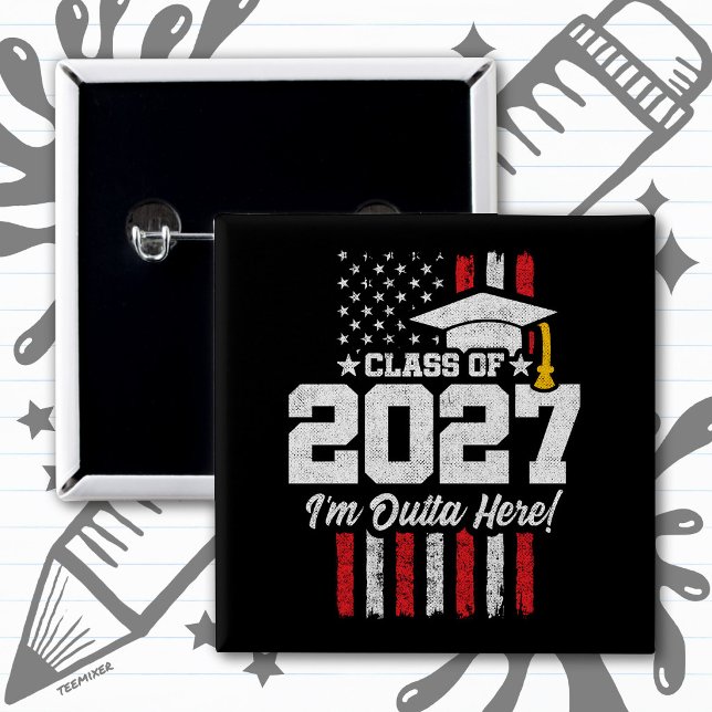 Senior Graduation American Flag Class of 2027 Button (Creator Uploaded)