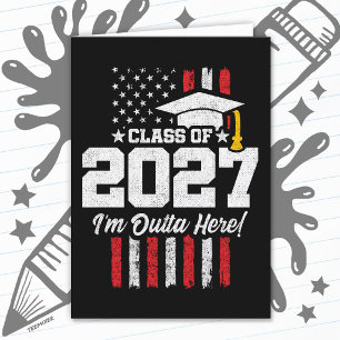 Senior Graduation American Flag Class of 2027 Card