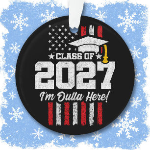 Senior Graduation American Flag Class of 2027 Ornament