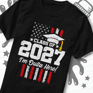 Senior Graduation American Flag Class of 2027 T-Shirt