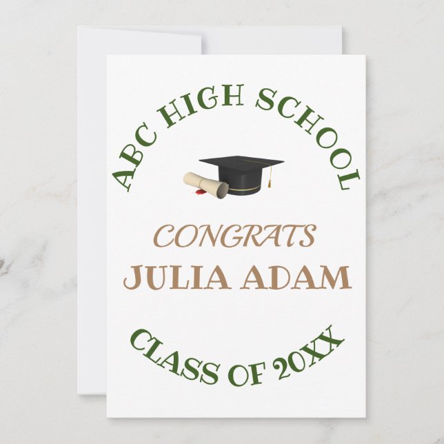 Senior graduation high school modern typography invitation (Front)