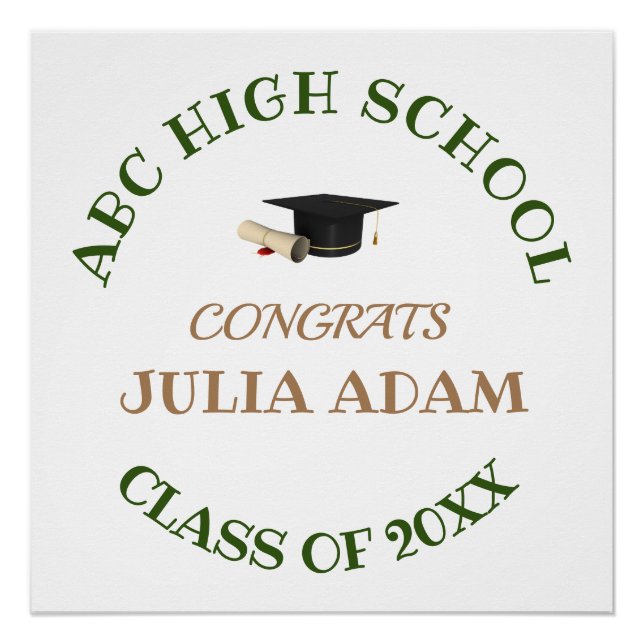 Senior graduation high school modern typography poster (Front)