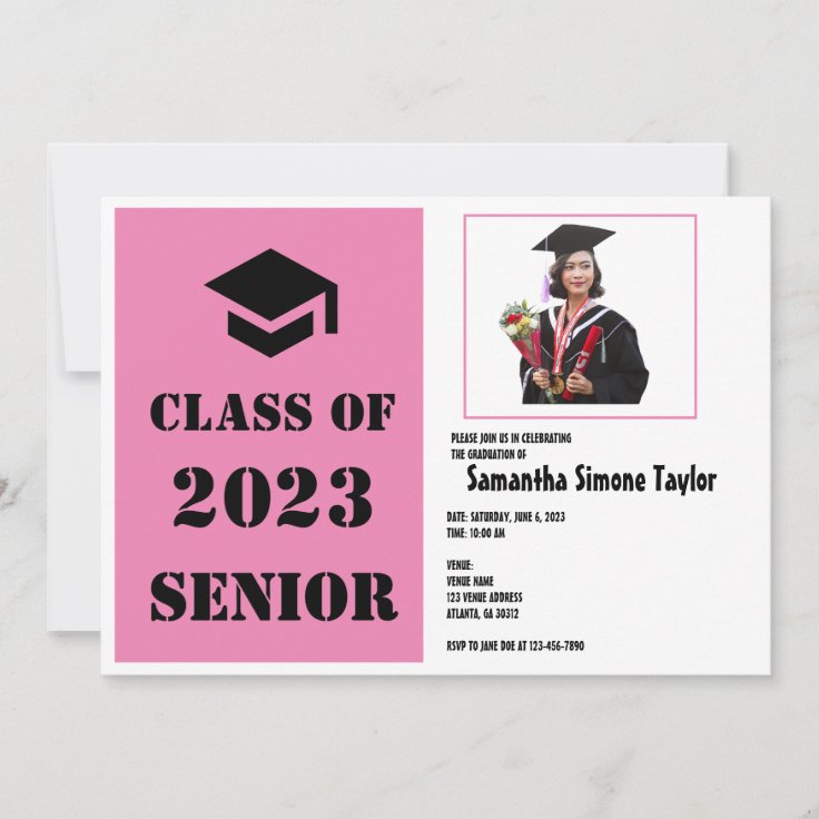 Senior Graduation Invitation 2023 Postcards Zazzle