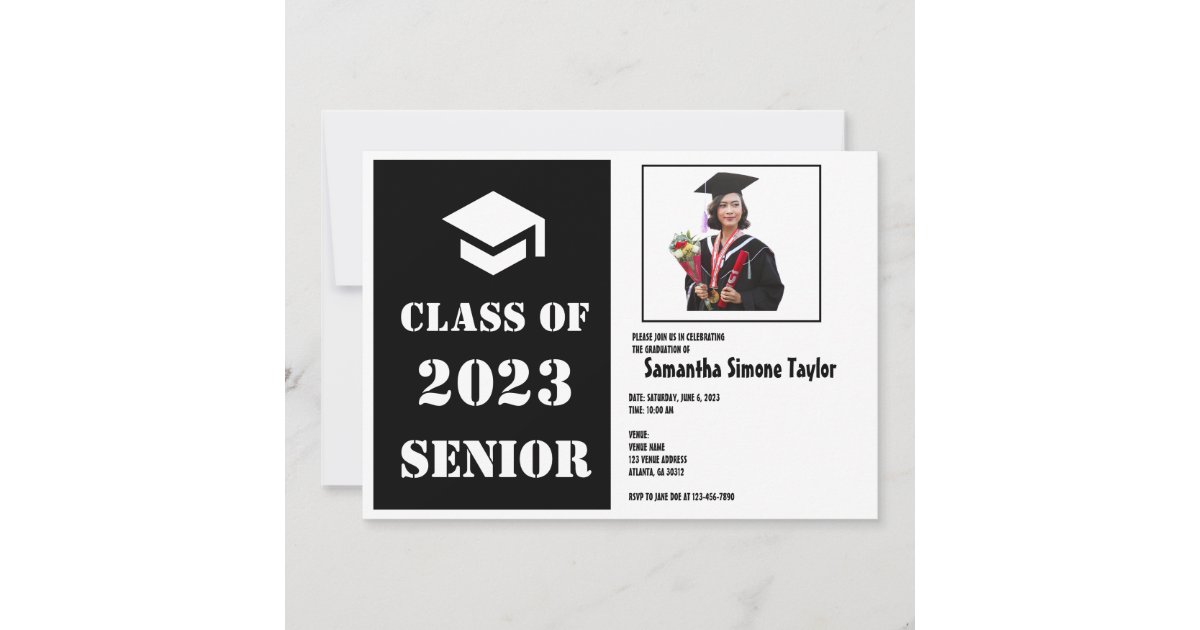Senior Graduation Invitation 2023 PostCards Zazzle