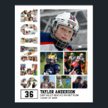 Senior Graduation Sports Player Photo Collage Poster<br><div class="desc">Celebrate senior night and graduation with this personalized photo collage poster with the word SENIOR. This customizable gift is perfect for athlete, sports player, coach and team captain. It's a great way to display precious memories and achievement from sports games and tournament. The poster features a collage of photos capturing...</div>