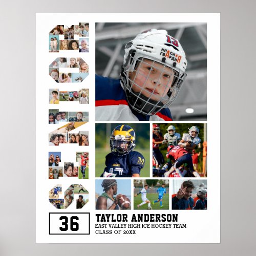 Senior Graduation Sports Player Photo Collage Poster