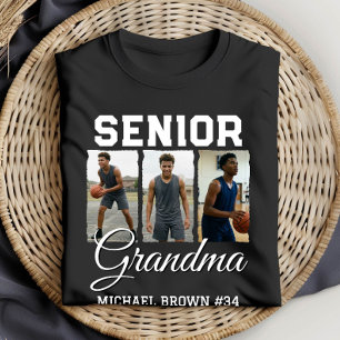 Senior Grandma Basketball Photo Collage Custom T-Shirt