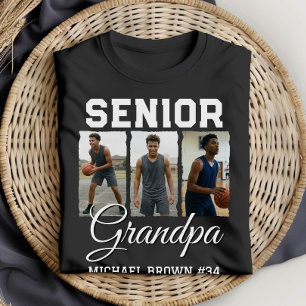 Senior Grandpa Basketball Photo Collage Custom T-Shirt