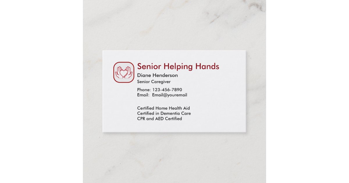 Senior Home Care Business Card Zazzle Senior Home Care Business Card Zazzle