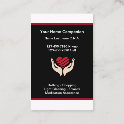 Senior Home Companion Heart Business Cards