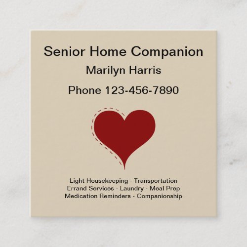 Senior Home Companion Square Business Card