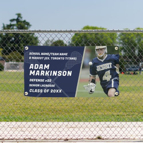 Senior Lacrosse Blue and Gold Outdoor Banner