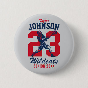 Senior Lacrosse Team High School Sports Player Button