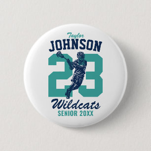 Senior Lacrosse Team High School Sports Player Button