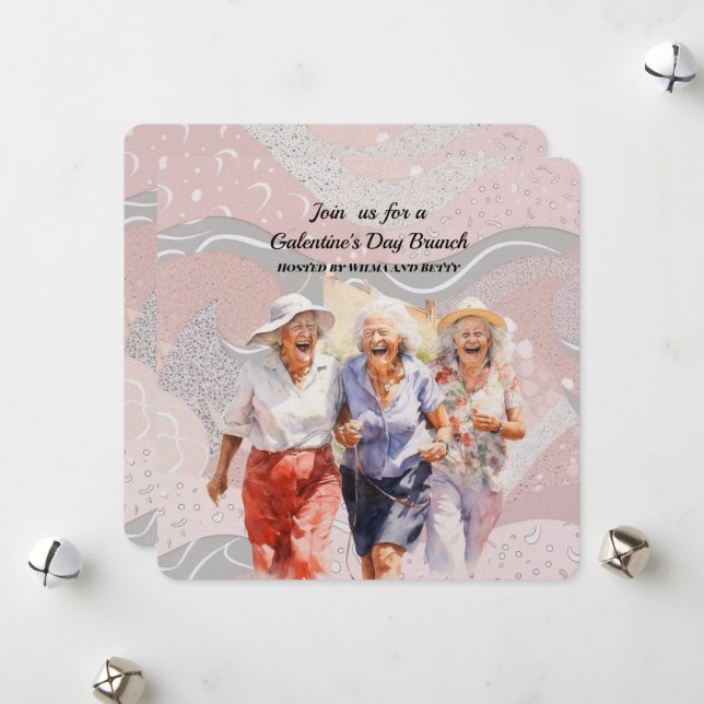 Senior Ladies Galentine's Day Brunch Holiday Card (Front/Back In Situ)