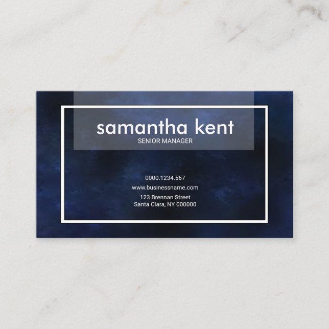 Senior Manager Velvet Blue Grunge Business Card (Front)