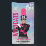Senior Marching Band Trumpet Player Sports Photo Banner<br><div class="desc">Personalized senior sports banner for athlete, marching band member, cheerleader and sports player. This customizable design template is perfect for homecoming sports event, senior night, sports award banquet or graduation party décor for your athlete son, daughter or student. It's a great way to display player portrait and memories from their...</div>