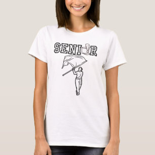 Senior Marching Band with Black Outline Flag Girl T-Shirt